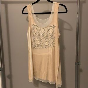 Multi fabric flowy tank top